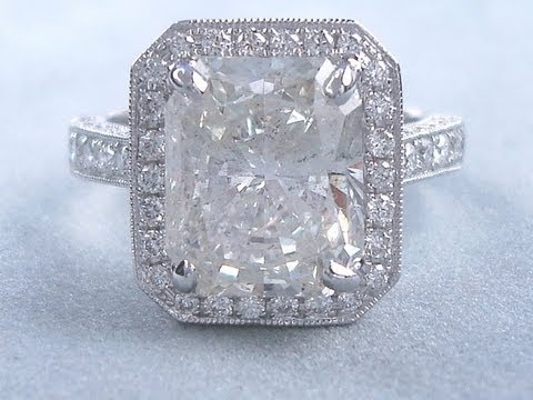5.30 ctw Radiant Cut H SI2 Diamond Engagement Ring - BigDiamondsUSA