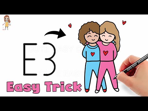 How to Turn (E 3) into Best Friends / How to Draw Best Friends (BFF) Easy Trick - Step by Step