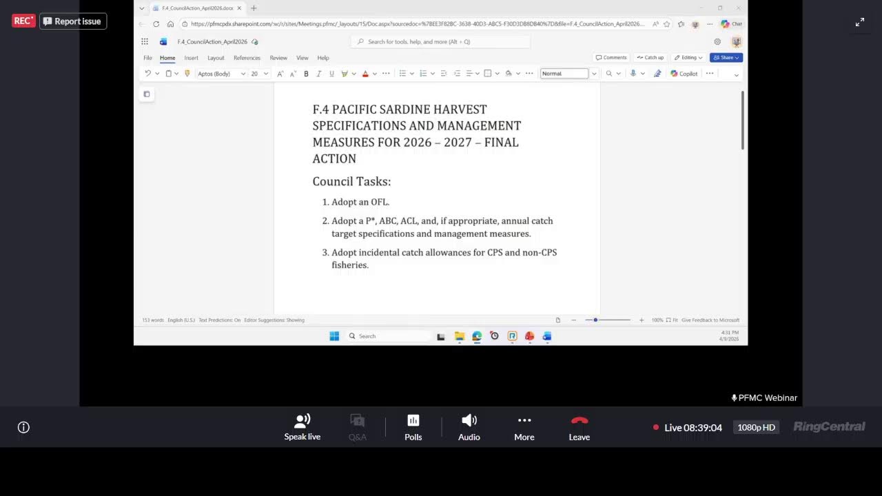 April 2026 PFMC Council Meeting  04/09/26