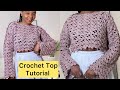 EASY Crochet Floral Top Tutorial 2 Row Repeat