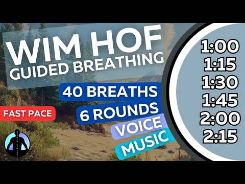 WIM HOF Guided Breathing | 40 Breaths 6 Rounds Fast Pace | Up to 2:15min
