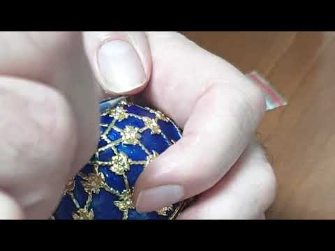 Double headed eagle trinket Faberge egg russian style Tsar carriage