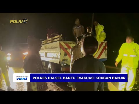 POLRES HALMAHERA SELATAN BANTU EVAKUASI WARGA TERDAMPAK BANJIR