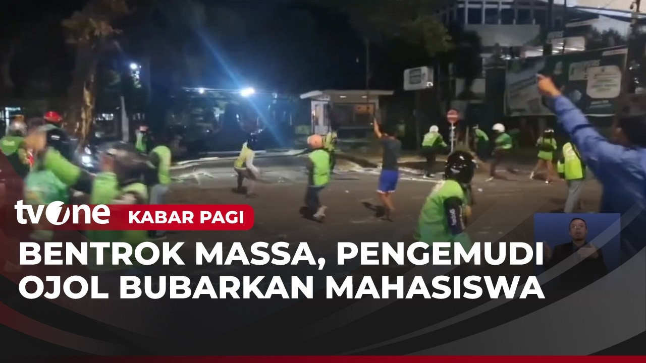 Puluhan Driver Ojol Bentrok Dengan Ratusan Mahasiswa | Kabar Pagi