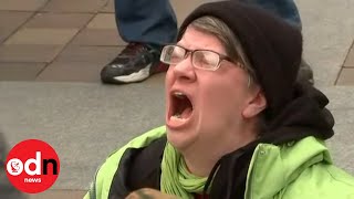 Woman lets out agonizing screams as Trump is sworn in