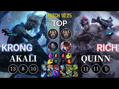 RNW KronG Akali vs DYN Rich Quinn Top - KR Patch 10.25