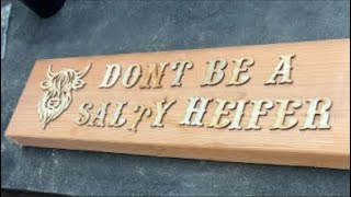 LIVE CARVING the highland cow and western letters