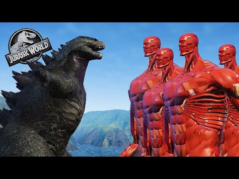 TEAM COLOSSAL TITAN VS GODZILLA - DINOSAUR FIGHTING || JURASSIC WORLD EVOLUTION