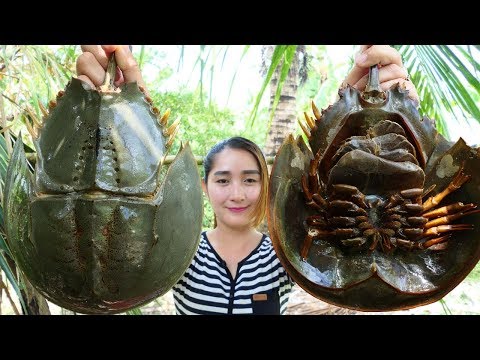 Yummy Horseshoe Crab Salad Cooking - Horseshoe Crab Cooking - Cooking With Sros Video
