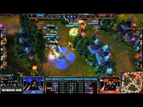 OMG Insane early Teamfight SHR Uzi First Blood - SHR vs OMG Game 4 (S4 Worlds)