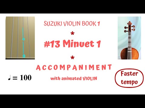 MINUET 1 💃🕺by J.S. Bach | Suzuki Violin Book 1 | Song 13 | FASTER | Accompaniment w/Animated Violins