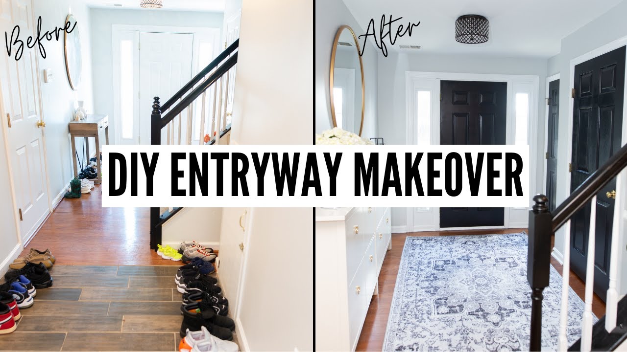 DIY ENTRYWAY MAKEOVER BEFORE AND AFTER l DIY FOYER MAKEOVER