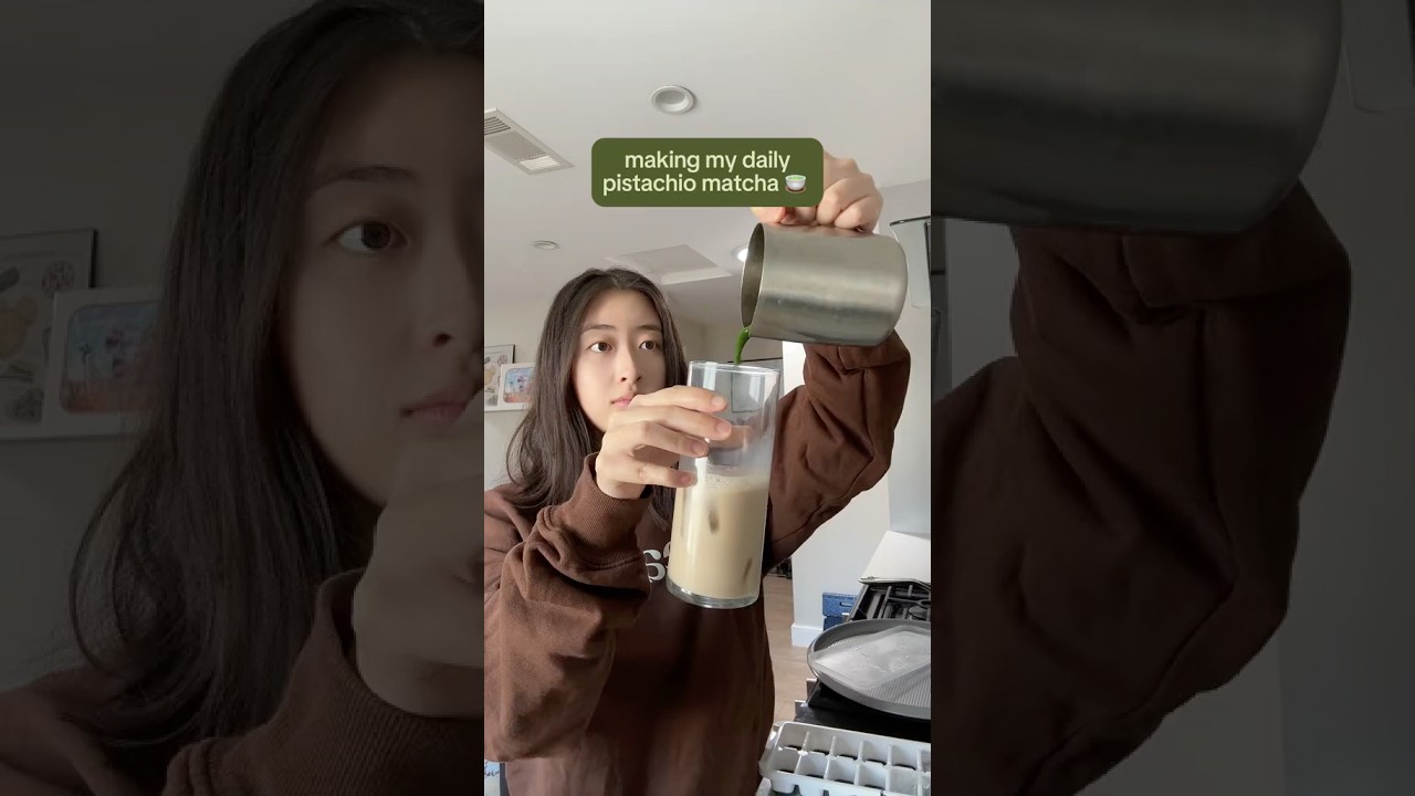 making my daily matcha 🍵 #matcha #pistachio