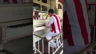 Two Minutes of Maple Leaf Rag in 15 seconds Pianist Jeremie Michael at Casey’s Corner Disney World