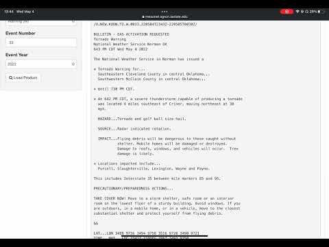 Tornado warning for Cleveland and McClain, OK (EAS #114)