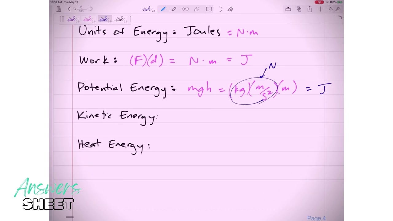 Thermodynamics | Units | Answers Sheet