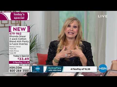 Rhonda Shear 3pack Cotton Blend Ahh Panty with Lace Over...