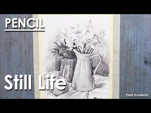Still Life Drawing in Pencil A Composition on Flower vase