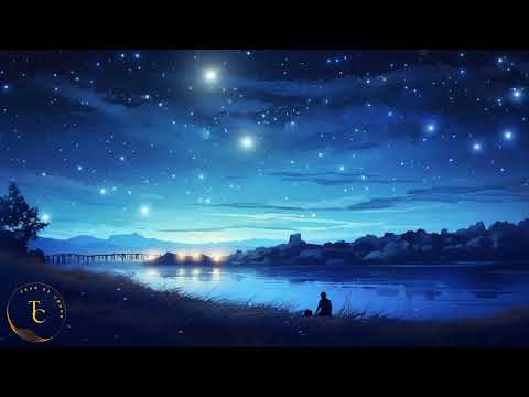 Enchanted pool in the spring forest at night - Crickets, Gentle Water, Light Wind Sounds for Relax