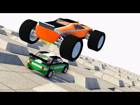 RC Car Multiple Speed Bump Jumps Crashes - BeamNG.drive