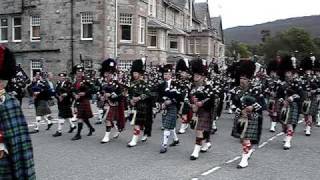 Pipe Bands marching to the Braemar Games