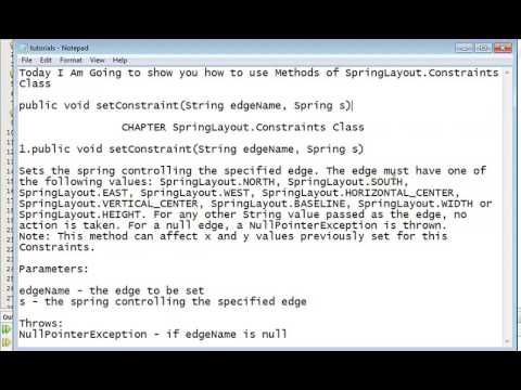 Java Programming Tutorial Springlayout Constraints 13 Public Void Setconstraintstring Edgename