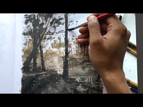 Beautiful Misty Forest Scene in Watercolor ~ A Quite Time Lapse Tutorial for a Beginners