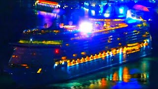 cruise ship MV Freedom of the seas arriving to Miami at night