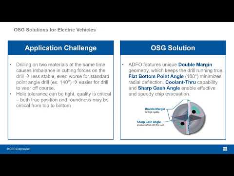 OSG Solutions for Electric Vehicles - Bi Metal Drilling