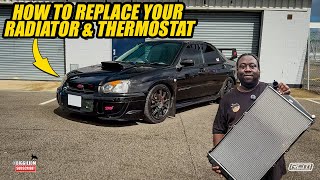 HOW TO REPLACE A SUBARU RADIATOR & THERMOSTAT #projectcar #wrx #impreza #subaru #howto #radiator