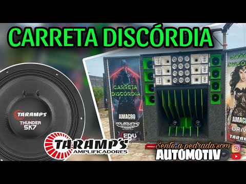 CARRETA DISCÓRDIA CAMPEÃ DA SCORPIONS 2 GRAVES 12v/SENTE A PEDRADA SOM AUTOMOTIVO