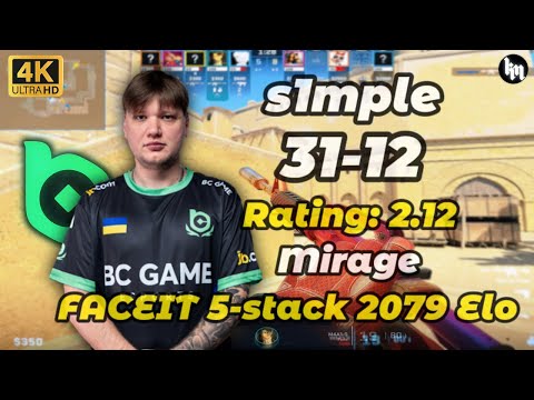 s1mple (31-12) 5-stack avg 2079 Elo (Mirage) | Dec 29, 2025 #cs2 #s1mple