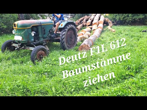 Deutz F1L 612 Oldtimer Bauernschlepper Holz rücken Baumstämme ziehen ohne Hydraulik 11er Deutz Sound