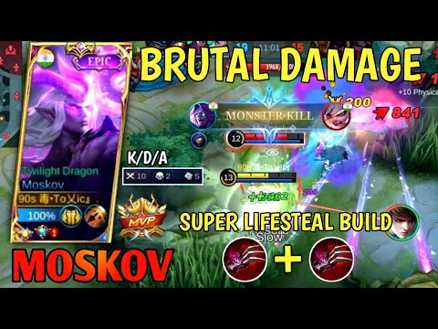 MOSKOV BRUTAL DAMAGE WITH SUPER LIFESTEAL BUILD | BUILD TOP 1 GLOBAL MOSKOV | MOSKOV BEST BUILD 2022