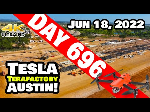 CATHODE AREA ABOUT TO GO VERTICAL AT GIGA TEXAS!-Tesla Gigafactory Austin 4K  Day 696 -6/18/22-Tesla