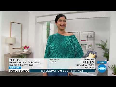 IMAN Global Chic Printed DolmanSleeve Top