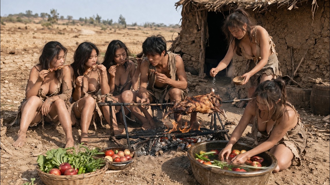 Pobre cara transmigra ao ano de fome, desperta sistema, 5 irmãs oferecem corpo à noite por comida.