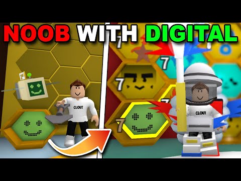 Noob With Gifted Digital Bee! Got OP Gear and Beat Bee Swarm Simulator!