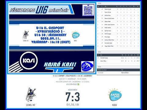 U16 Hirth Csongor KASI #25 csatár gólja-  LEHEL HC- KASI Jégkorong mérkőzés 2022.09.11. Jászberény