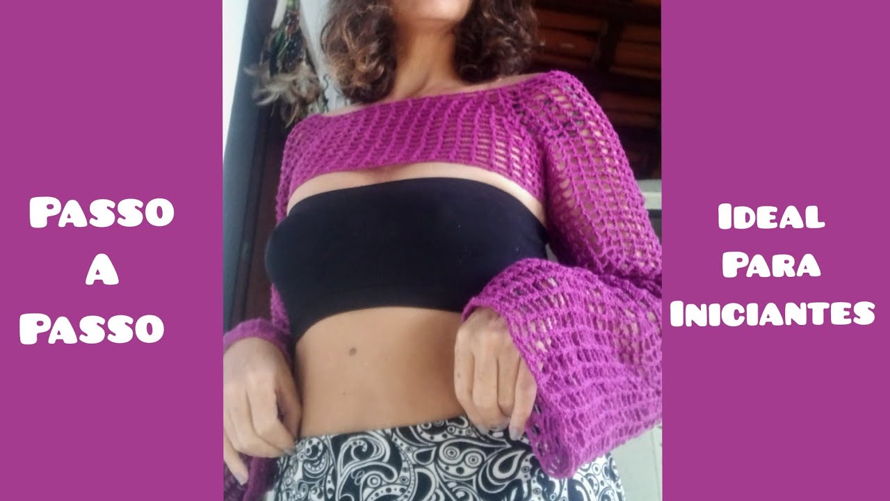 💜 Blusinha estilo bolero manga comprida.  Passo a passo. Ideal para iniciantes. 💜