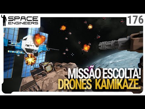 Missão escolta! Drones Kamikazes! - Space Engineers - Coop