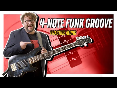 Funk Groove Practice Along with FOUR notes - Electric Bass Lesson - Let's Practice!