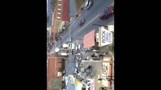preview picture of video 'Aerial view of the 1st Car Show of 2013 at Myra's 50's diner in Valdese NC'