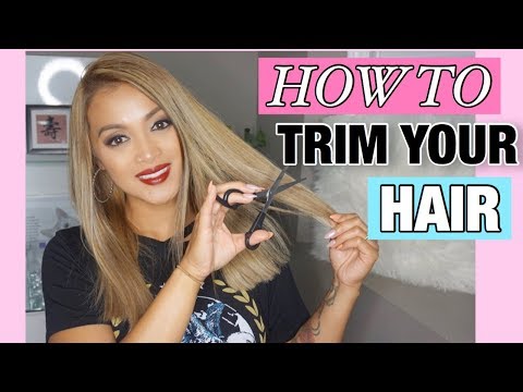 Part of a video titled DIY: HOW TO TRIM YOUR HAIR AT HOME - YouTube
