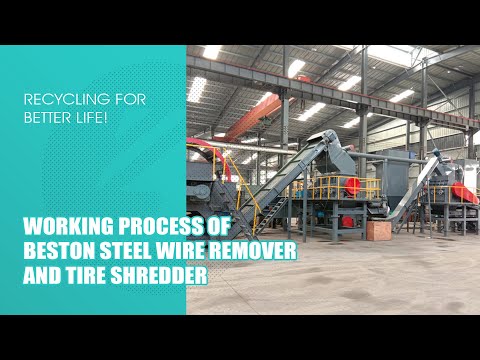 Steel wires remover and whole tire shredder working process