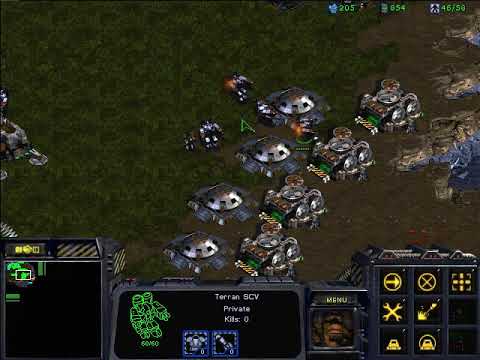 StarCraft: Brood War - 1 Terran vs 7 Zerg (vs 7 computers ) Map: Big Game Hunters