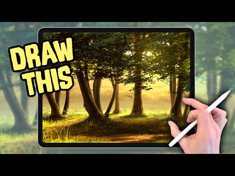 IPAD PAINTING MADE EASY - Sunny Woodland landscape Procreate tutorial