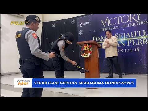 SAT SAMAPTA POLRES BONDOWOSO LAKSANAKAN STERILISASI GEDUNG SERBAGUNA JELANG PERAYAAN NATAL 2025