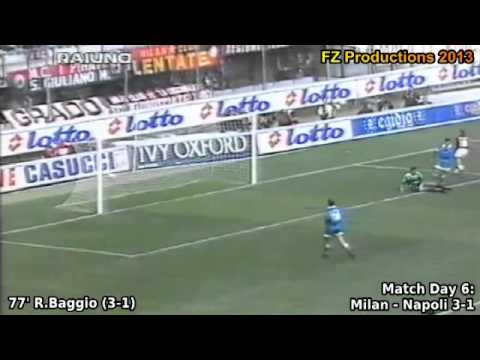 Serie A 1996-1997, day 6: Milan - Napoli 3-1 (R.Baggio goal)