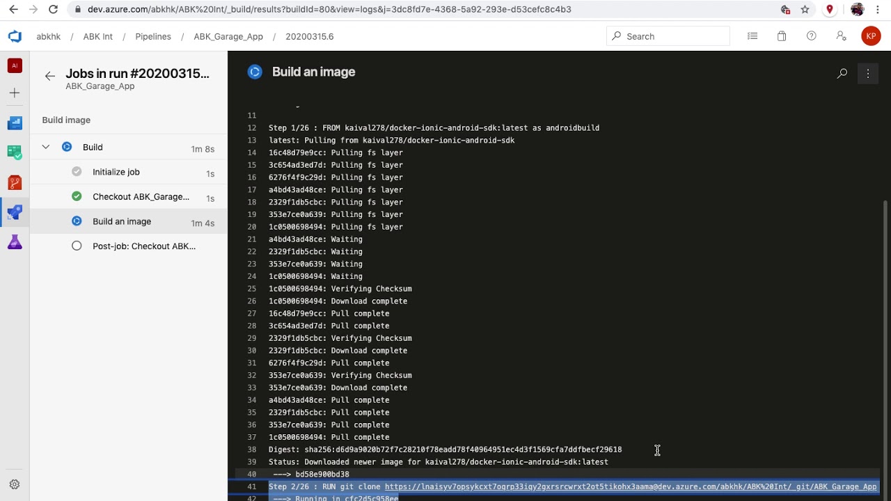 Build Ionic apps using docker and Azure Pipeline